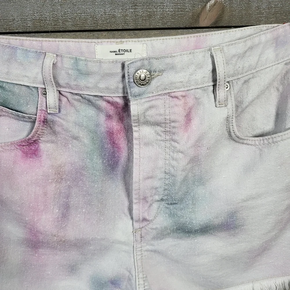 Isabel ÉTOILE Marant Lesiabb Tie-Dye Pattern Frayed Hem Shorts